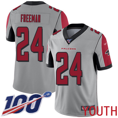 Atlanta Falcons Limited Silver Youth Devonta Freeman Jersey NFL Football 24 100th Season Inverted Legend